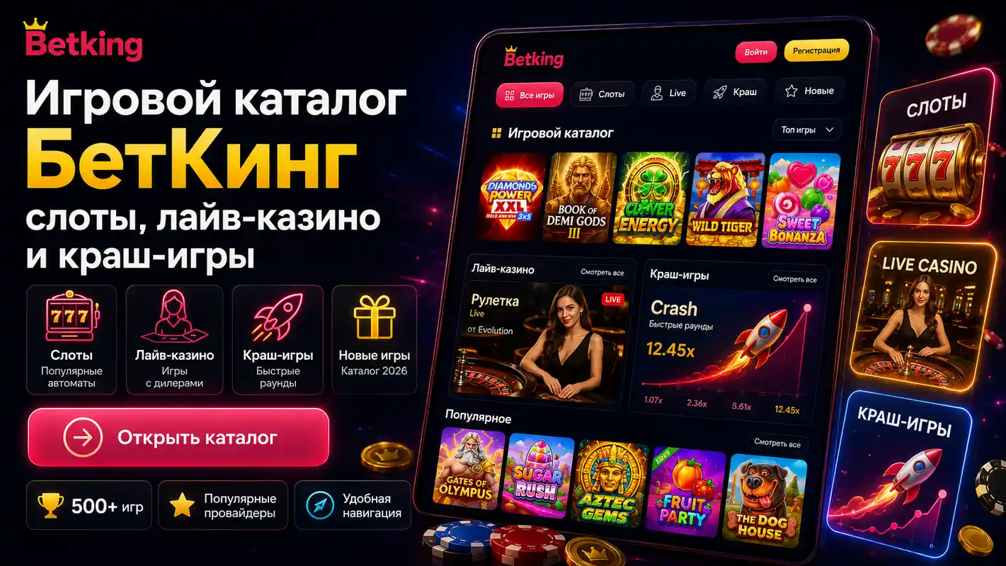 Игровой каталог БетКинг: слоты, лайв-казино и краш-игры