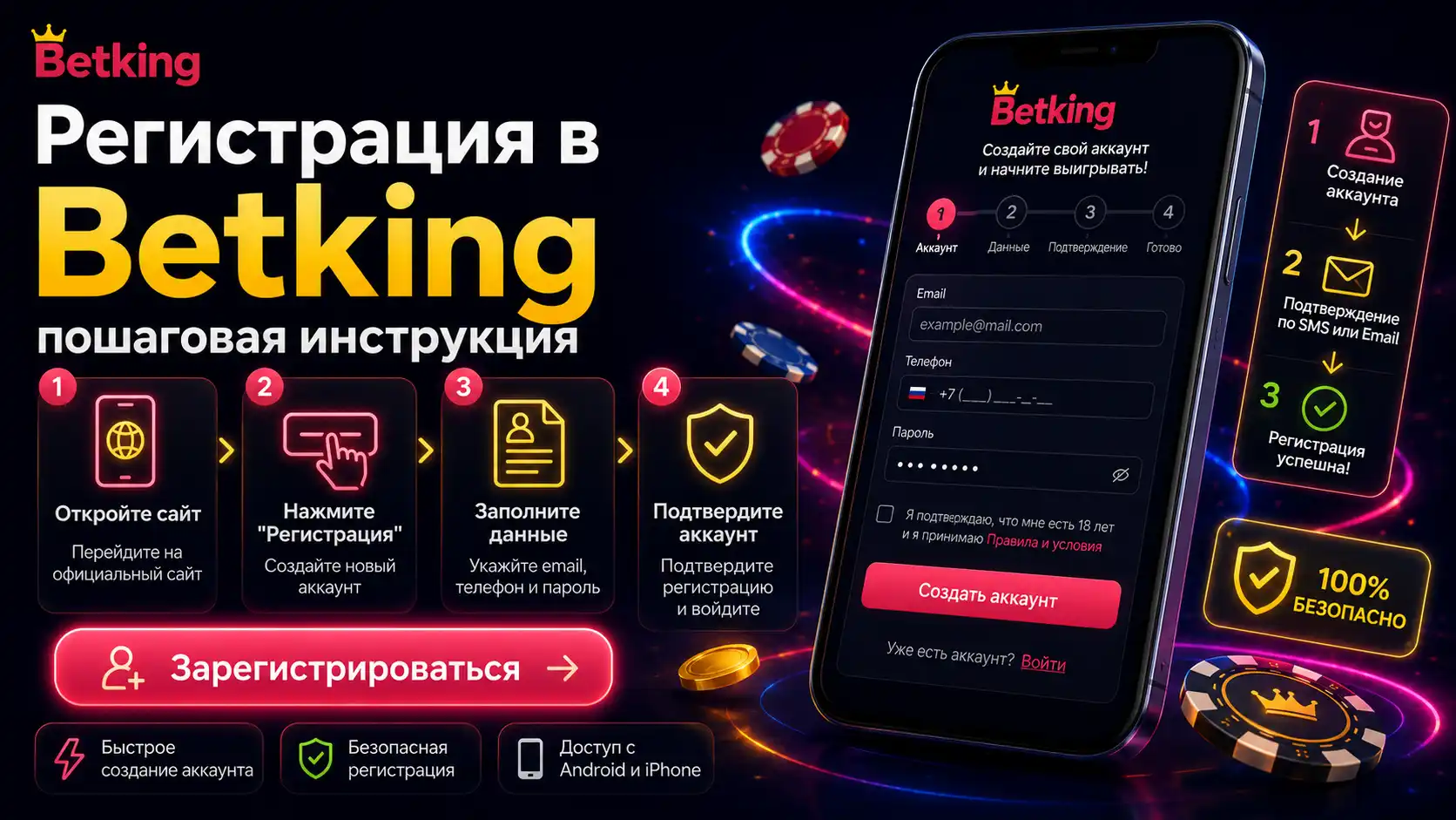 Регистрация в Betking: пошаговая инструкция